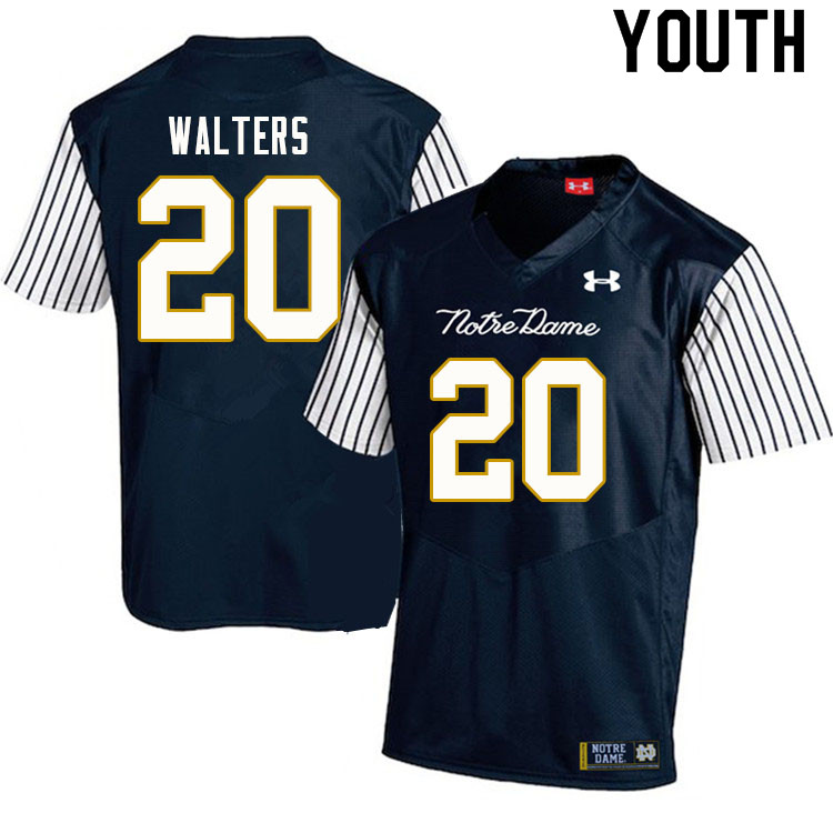 Youth #20 Justin Walters Notre Dame Fighting Irish College Football Jerseys Sale-Alternate Navy